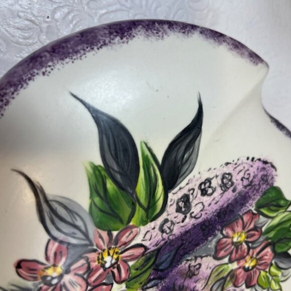 VTG Hand Painted 2 Piece Floral Ceramic Box w/Lid 9" - Picture 11 of 15